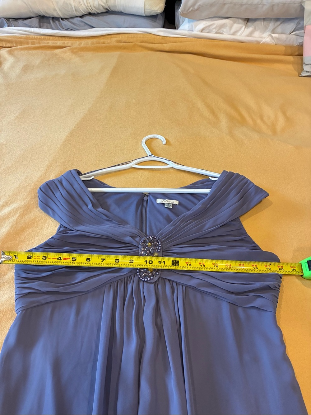 Liliana Dusty Lavender Beaded Ruched Empire Maxi Evening Dress Size 14 - Picture 6 of 14